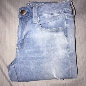 American Eagle Light Blue Ripped Jeggings